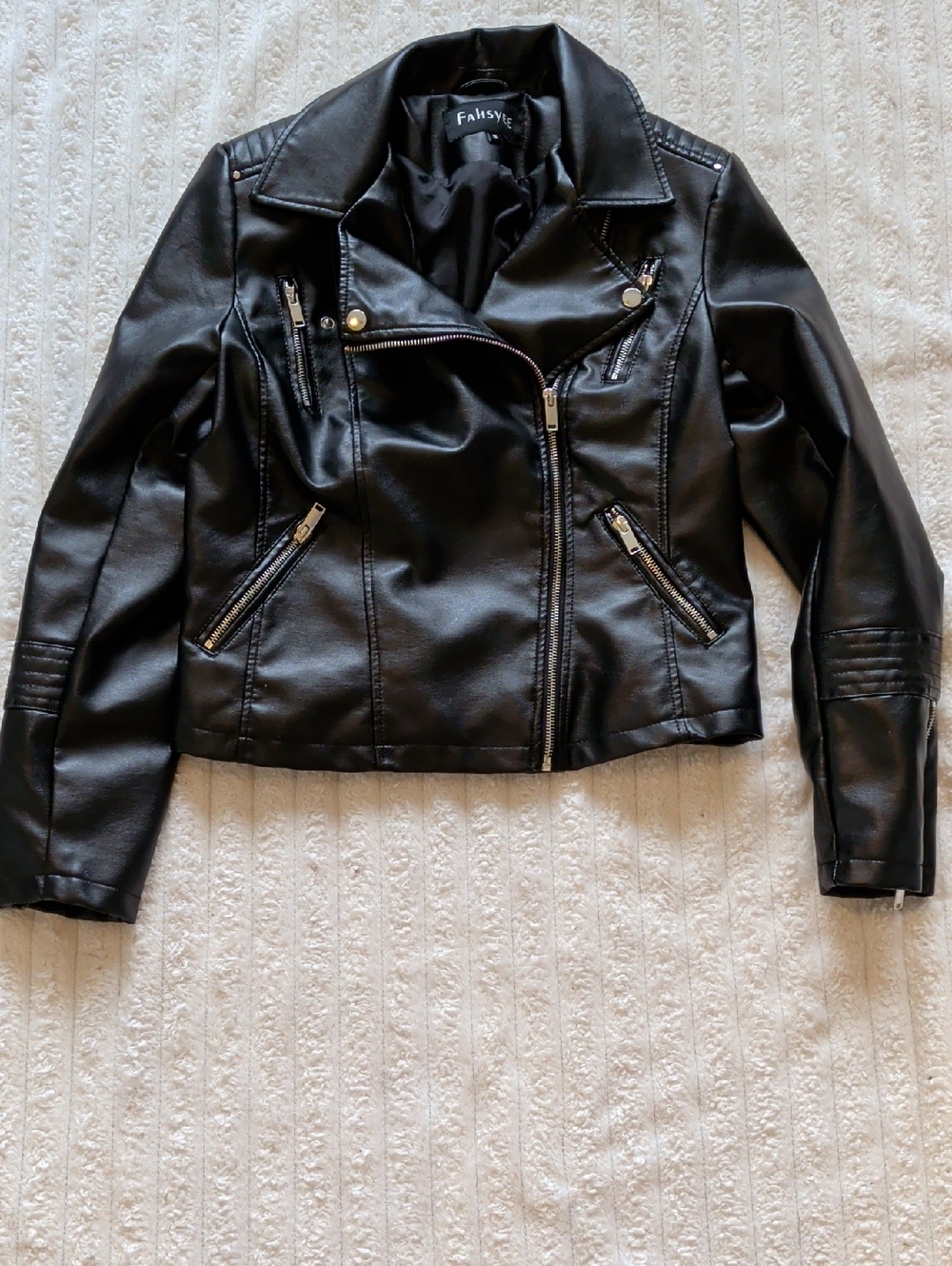 Black Faux Leather Moto Jacket